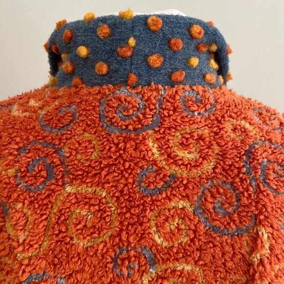 Stunning TLB Design cardigan Jacket Orange grey Blue popcorn Textured Size Large - Picture 5 of 12